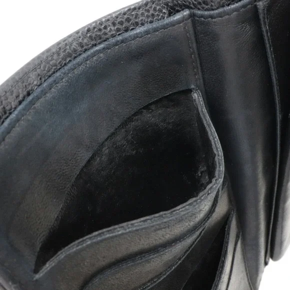 CHANEL Black Caviar Leather Logo Wallet